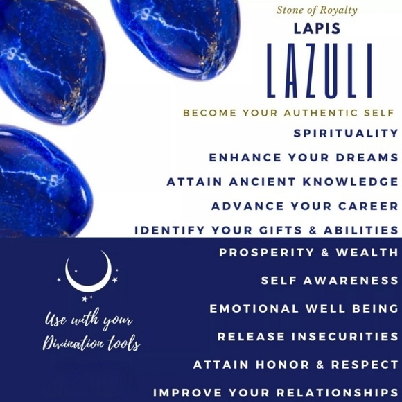 Lapis Lazuli ✦ Wire Wrap Cuff ✦ Triple-Stone Gold Over Copper w/ Wisdom Talisman - Picture 6 of 10